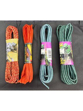 Lot Of 4 Paper Twist Craft Ribbons Red Gingham Orange Blue And Green 24 yards